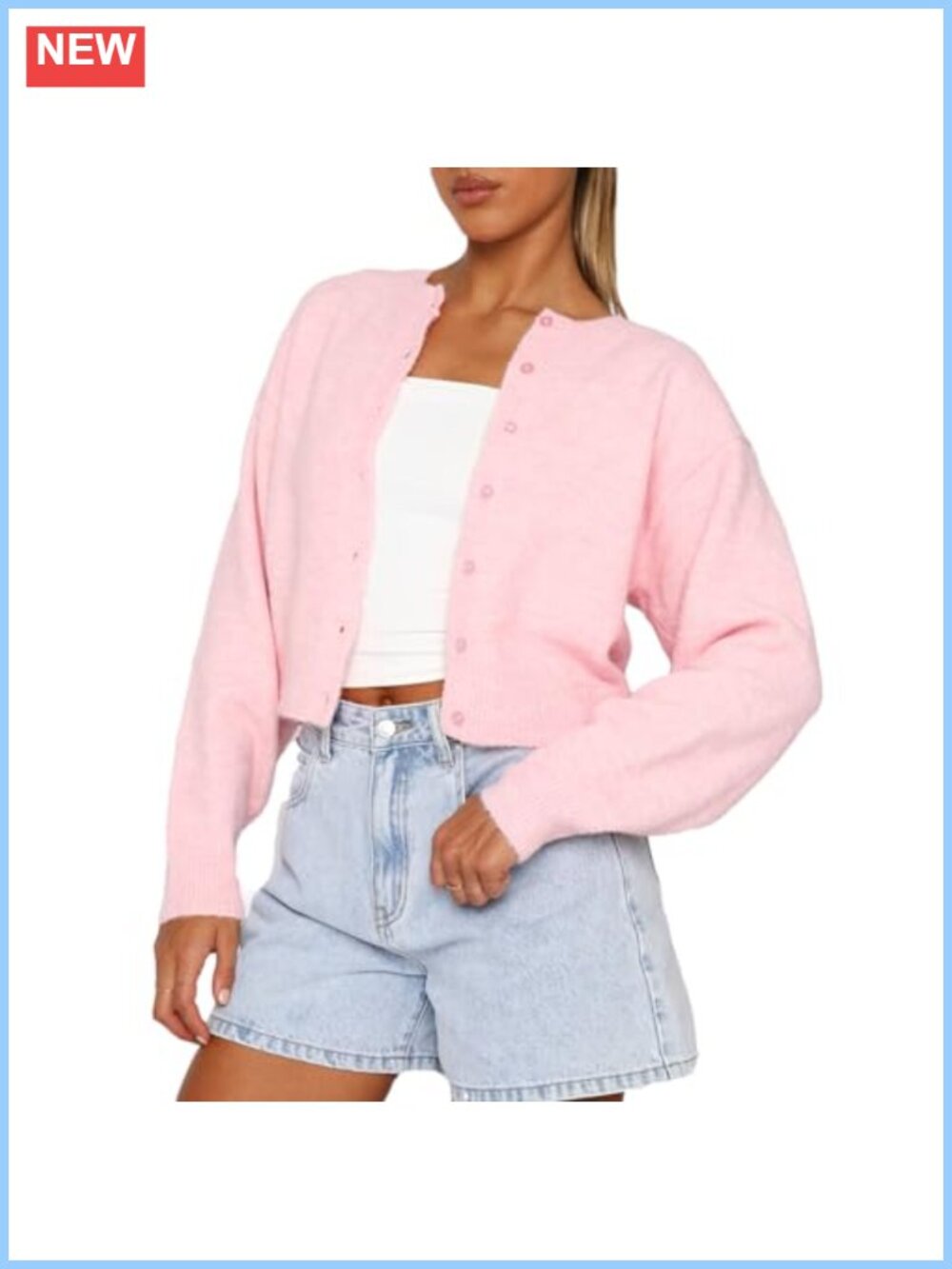 Women Y2K Button Down Long Sleeve Cropped Knitted Cardigan Sweater